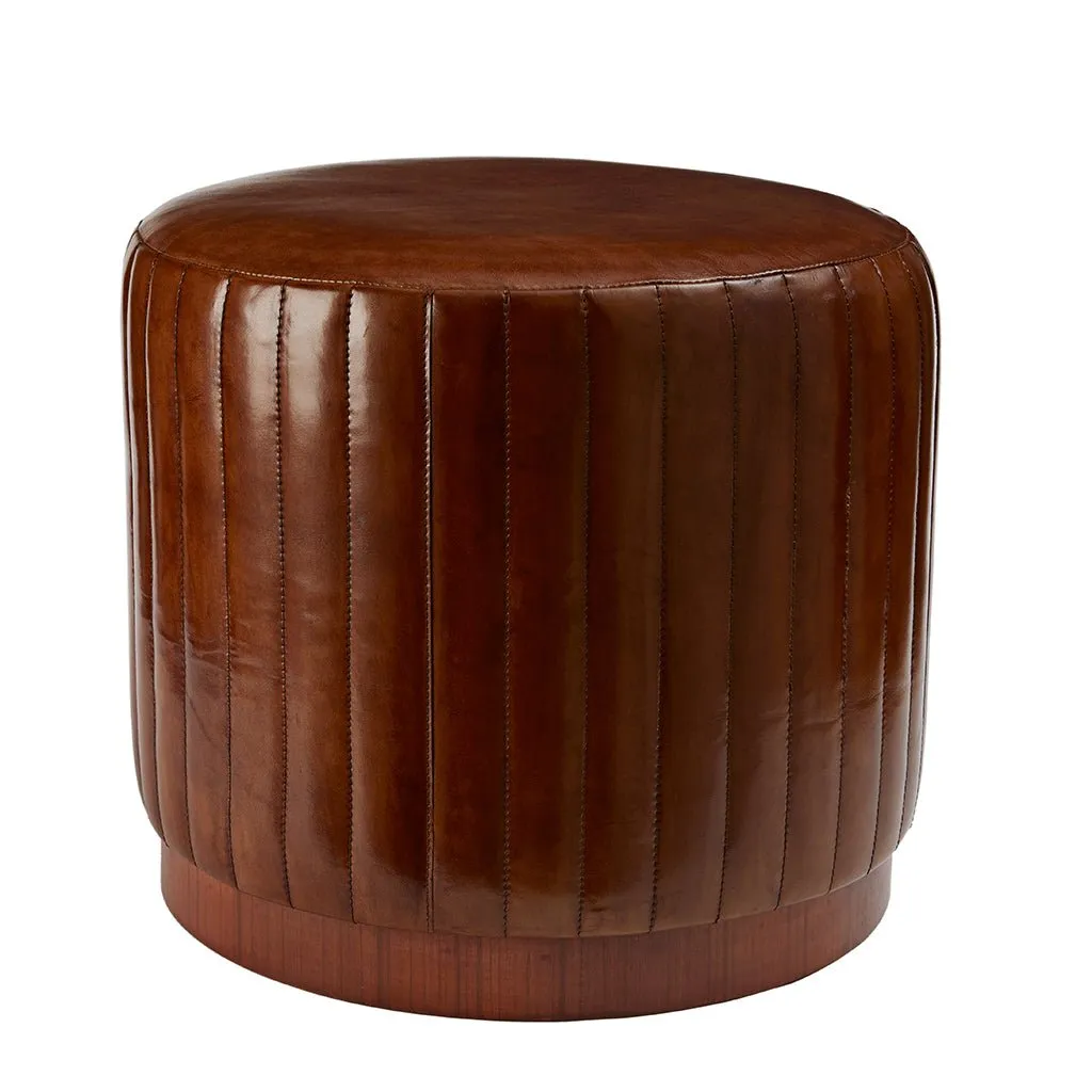 Leather Round Ottoman