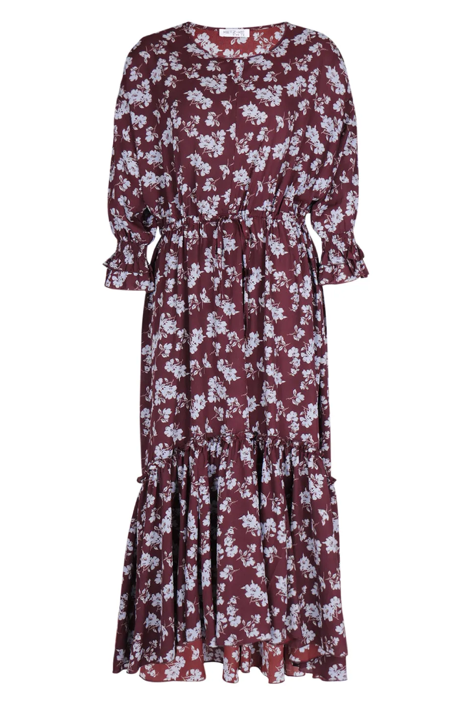 Levitate Chocolate Floral Tiered Midi Dress