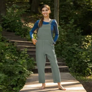 Linen Pinafore Jumpsuit Nicci Stone Green