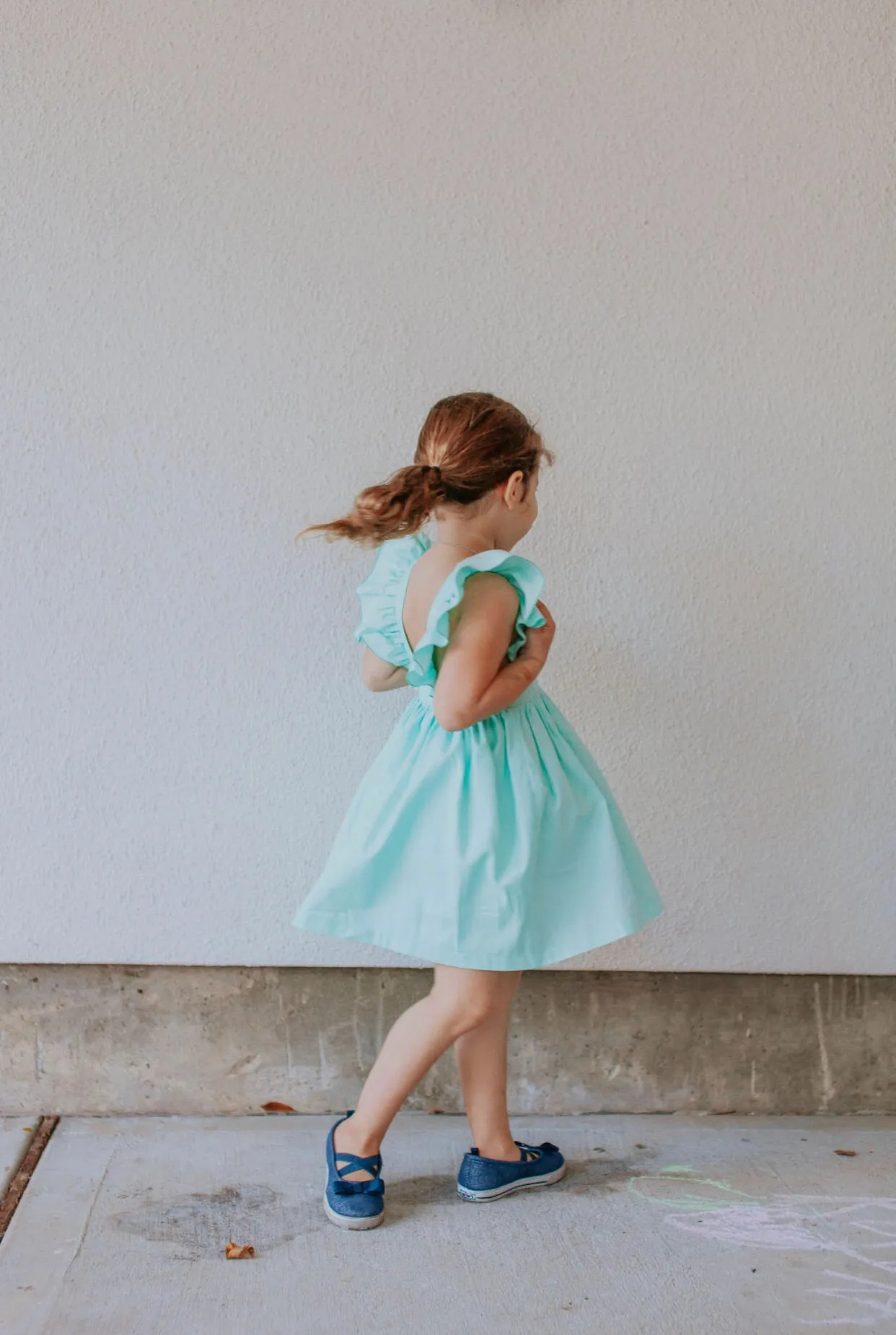 Little Girl's Mint Green Cotton Vintage Inspired Pinafore Dress