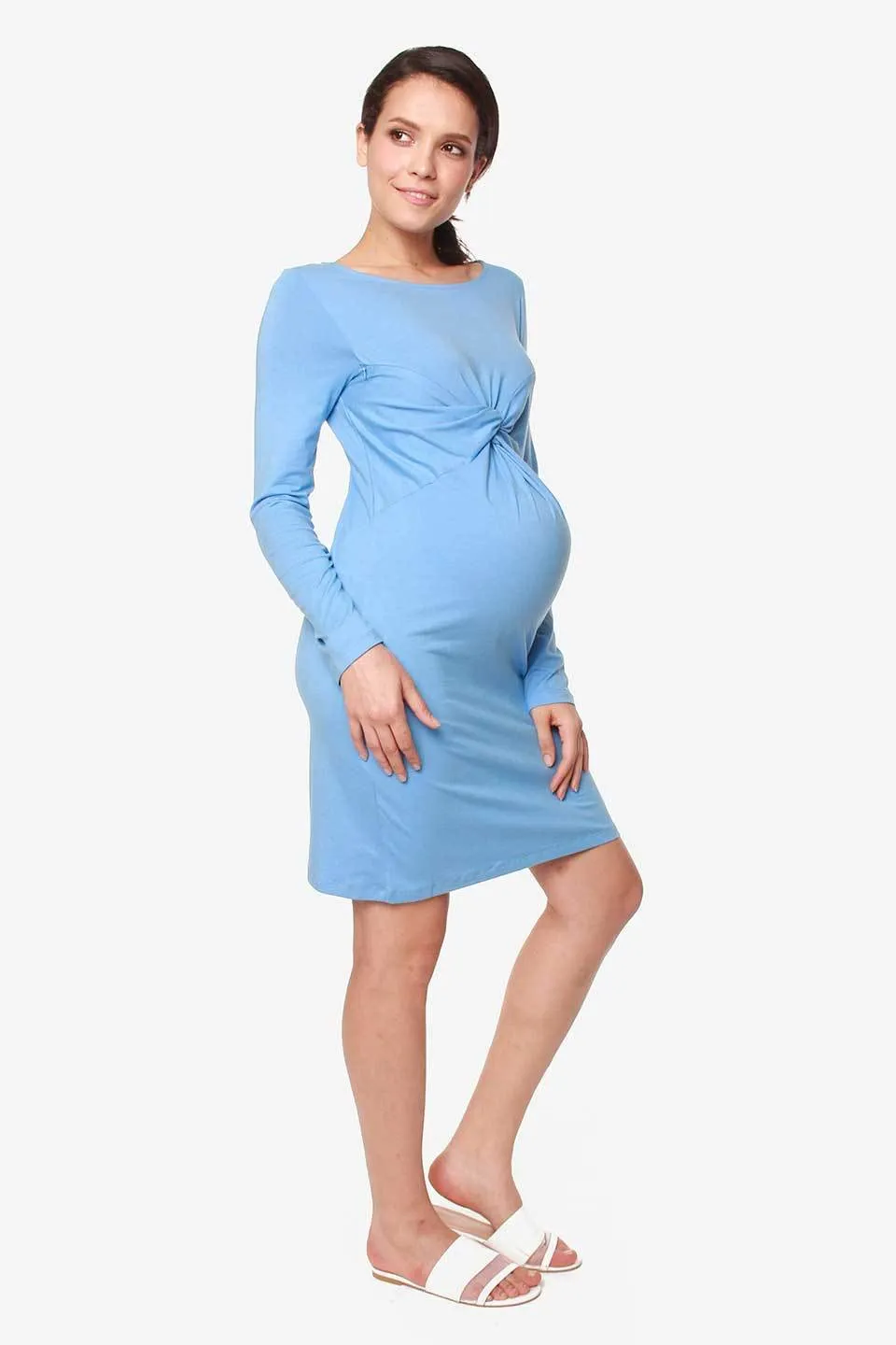 Long Sleeves Beatrisa Twisted Maternity Dress Perry