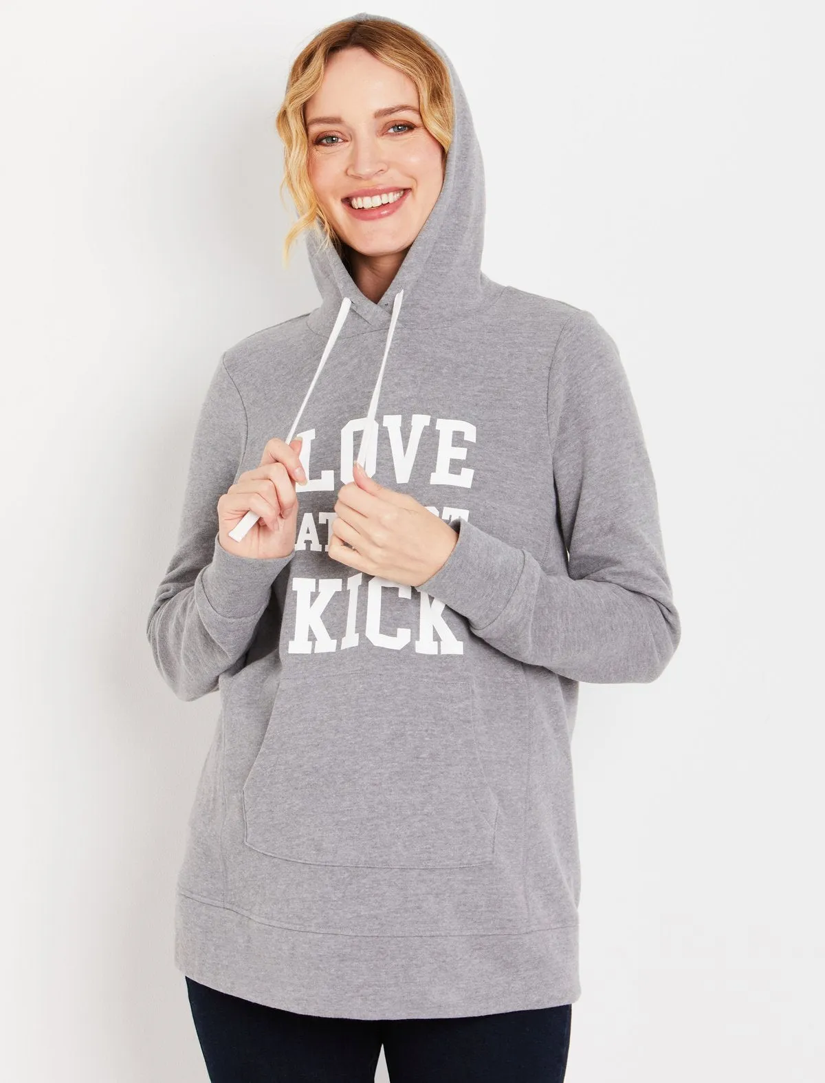 Love At First Kick Maternity Sweatshirt in Grey