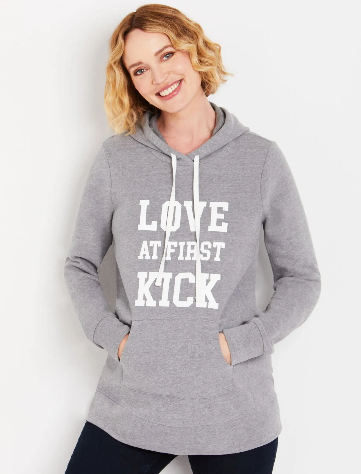 Love At First Kick Maternity Sweatshirt in Grey