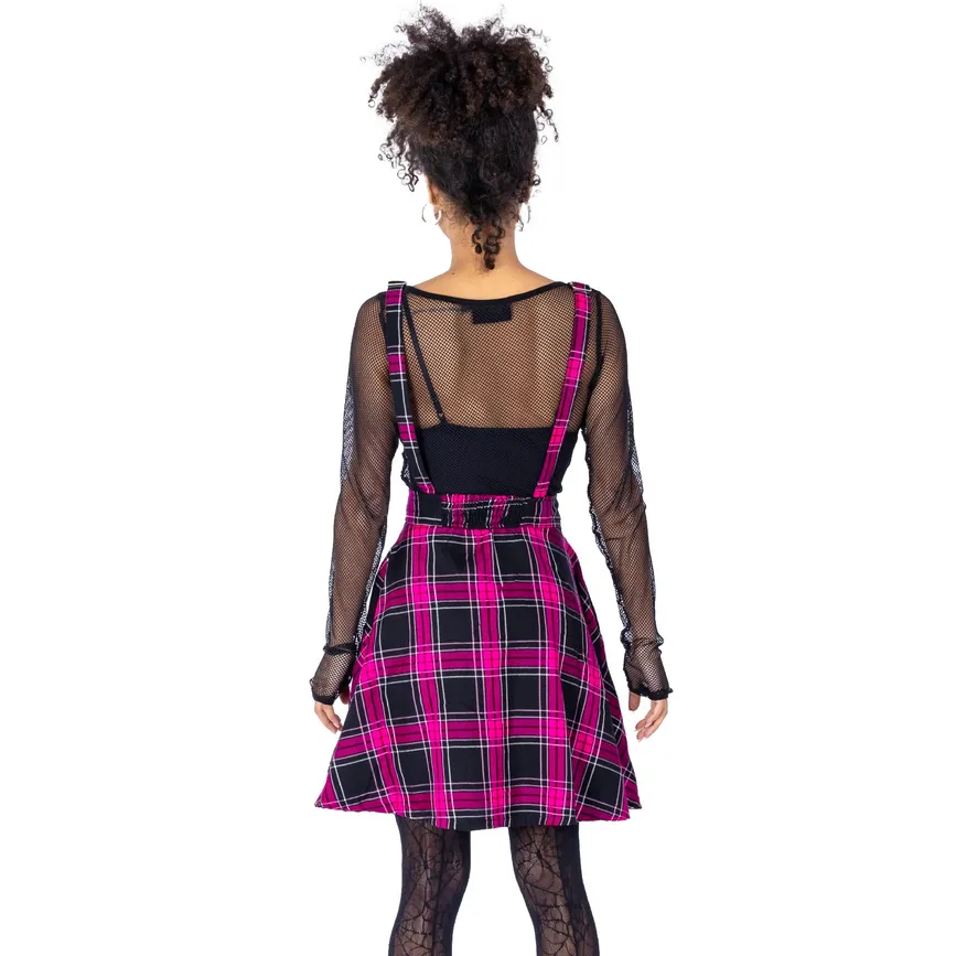 MAEVE PINAFORE - DARK PINK CHECK