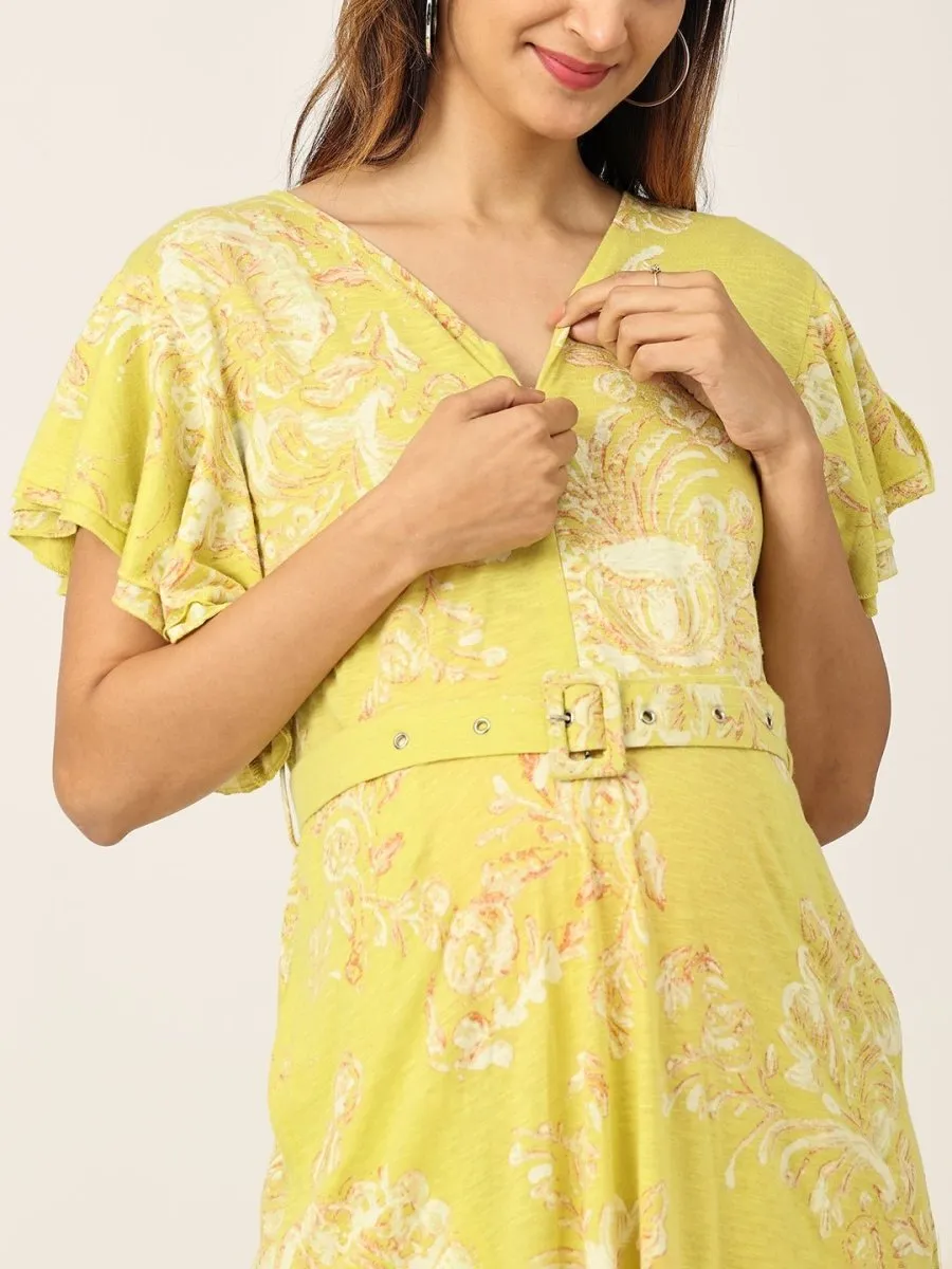 Mellow Yellow Floral Maternity and Nursing Dress