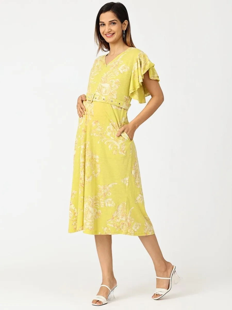 Mellow Yellow Floral Maternity and Nursing Dress