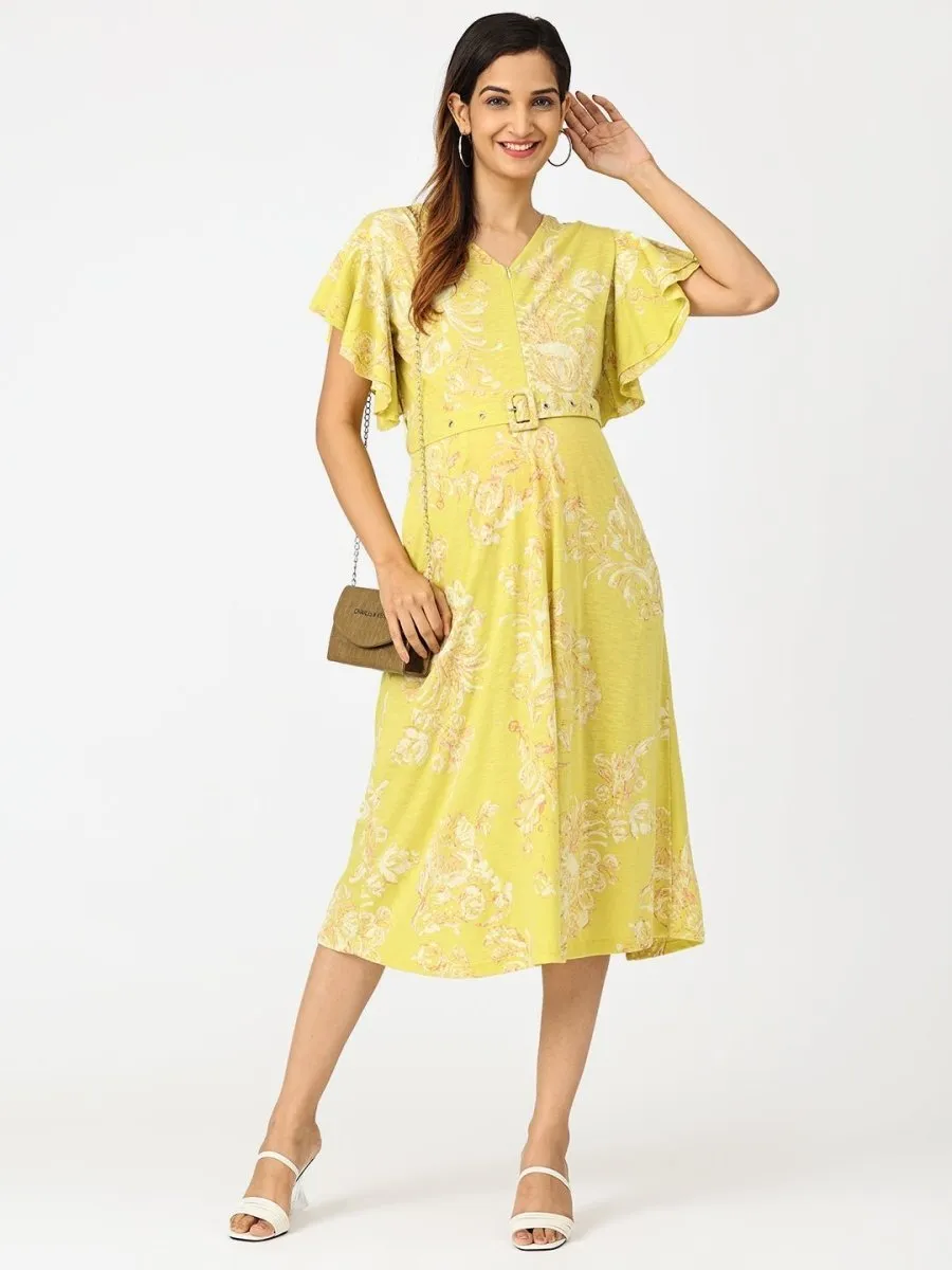 Mellow Yellow Floral Maternity and Nursing Dress