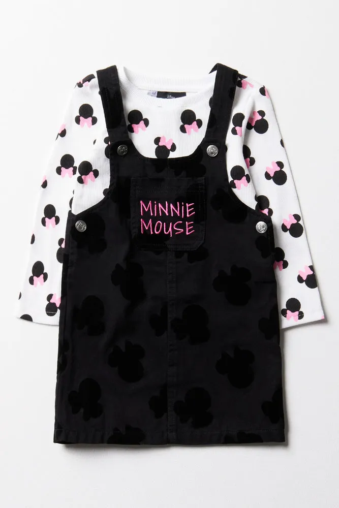 Minnie Mouse Denim Pinafore Black