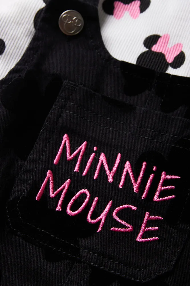 Minnie Mouse Denim Pinafore Black