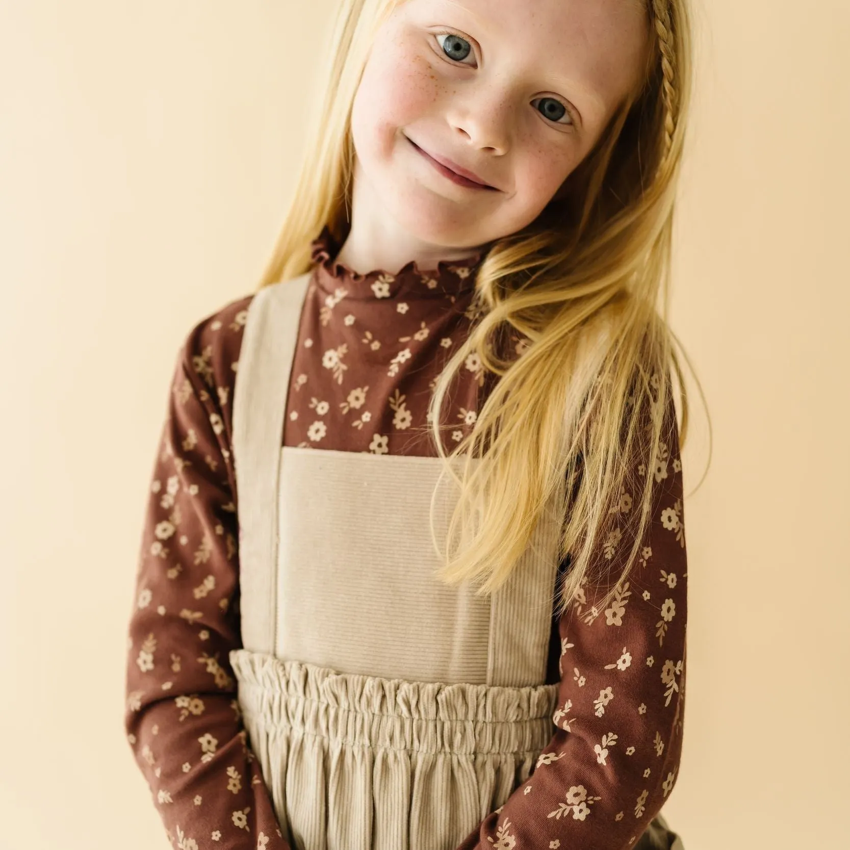 Organic Corduroy Pinafore Dress - Oat