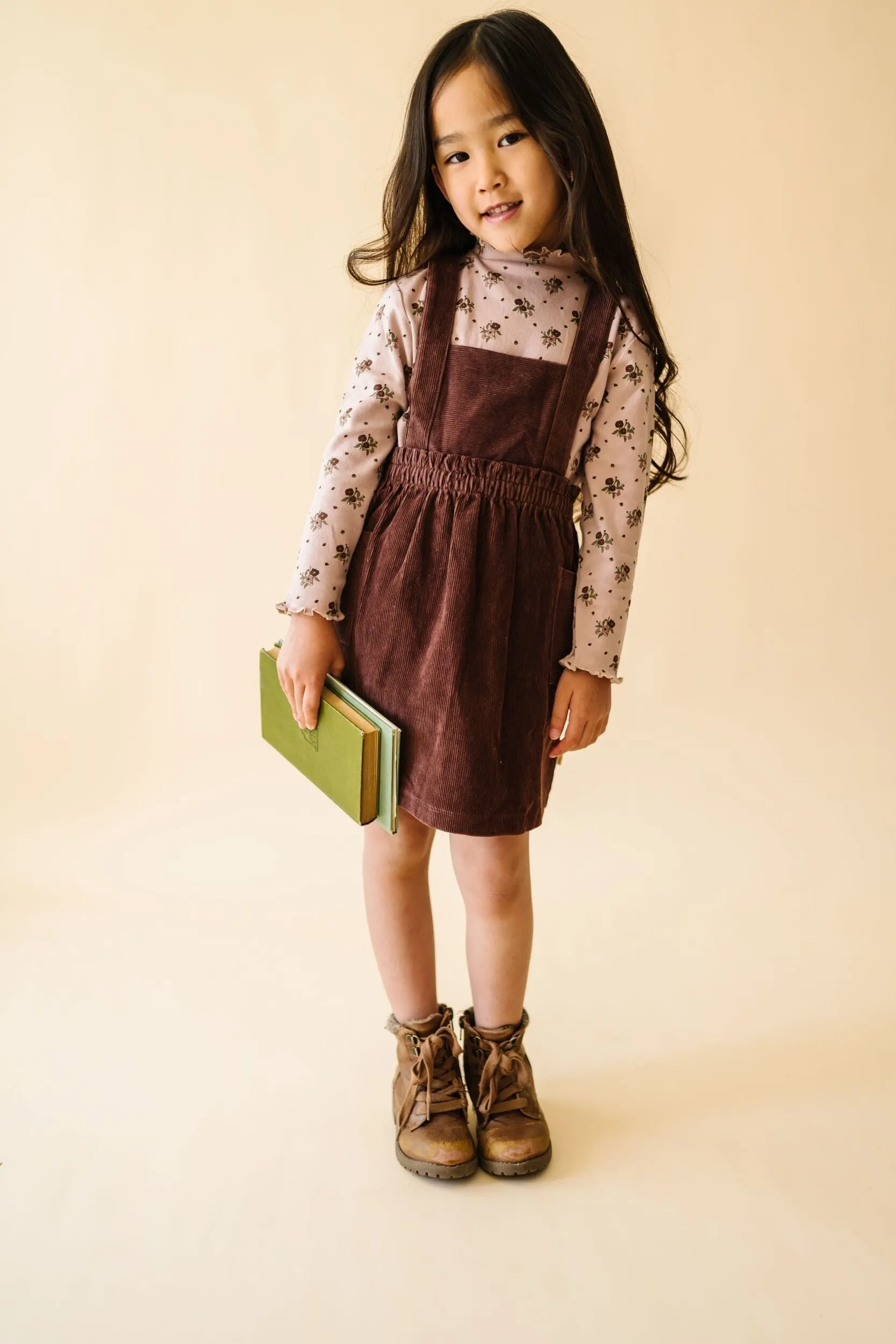 Organic Corduroy Pinafore Dress | Plum