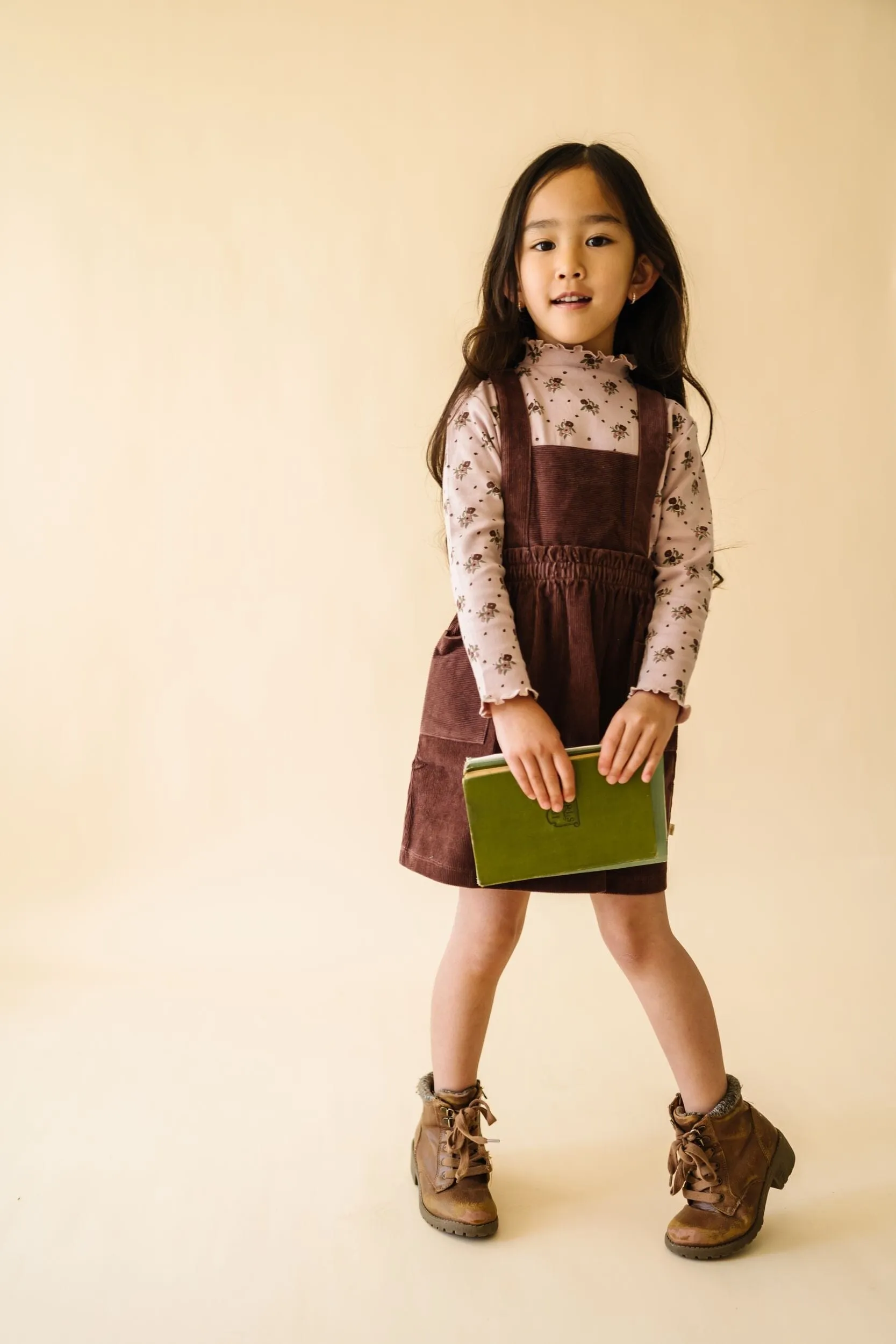 Organic Corduroy Pinafore Dress | Plum