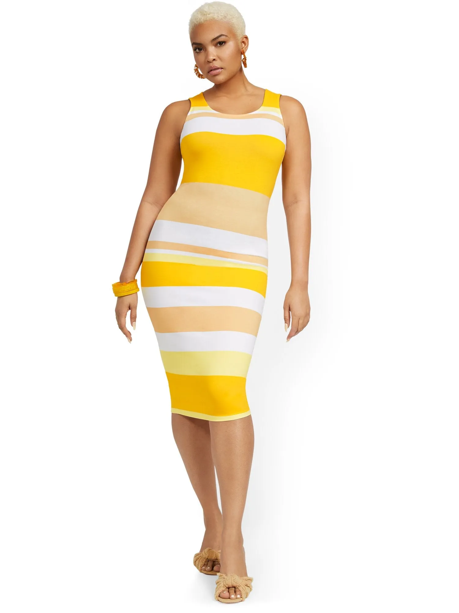 Petite Striped Tank Midi Dress - Everyday Collection