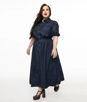 Plus Size Blue Denim Get The Look Midi Dress