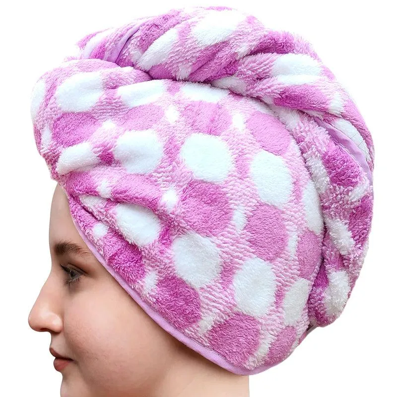 Polka High Absorbent Hair Towel - Purple