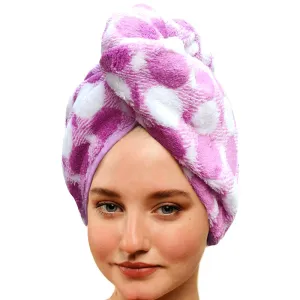 Polka High Absorbent Hair Towel - Purple