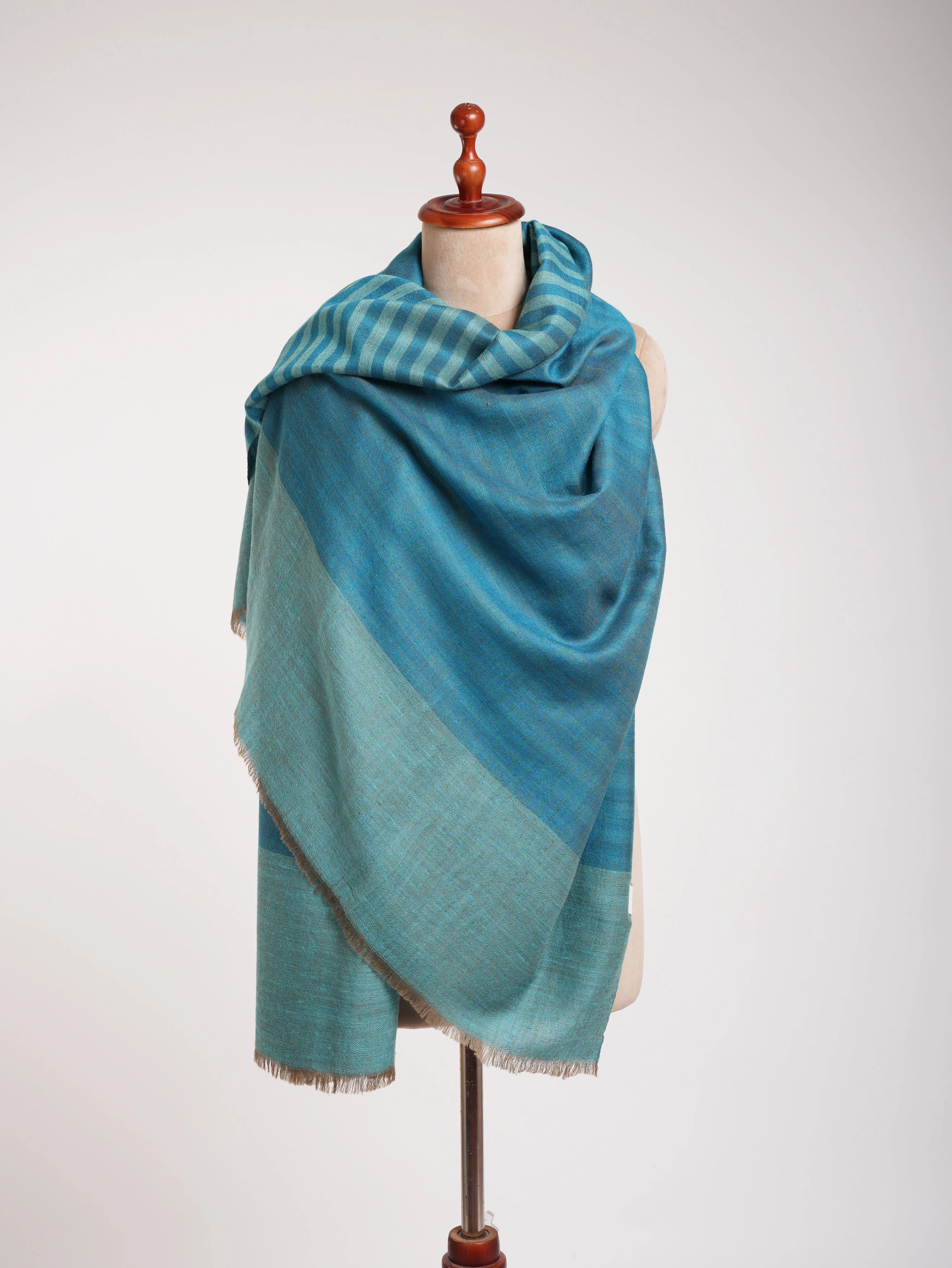 Reversible Turquoise Artistic Pashmina Wrap