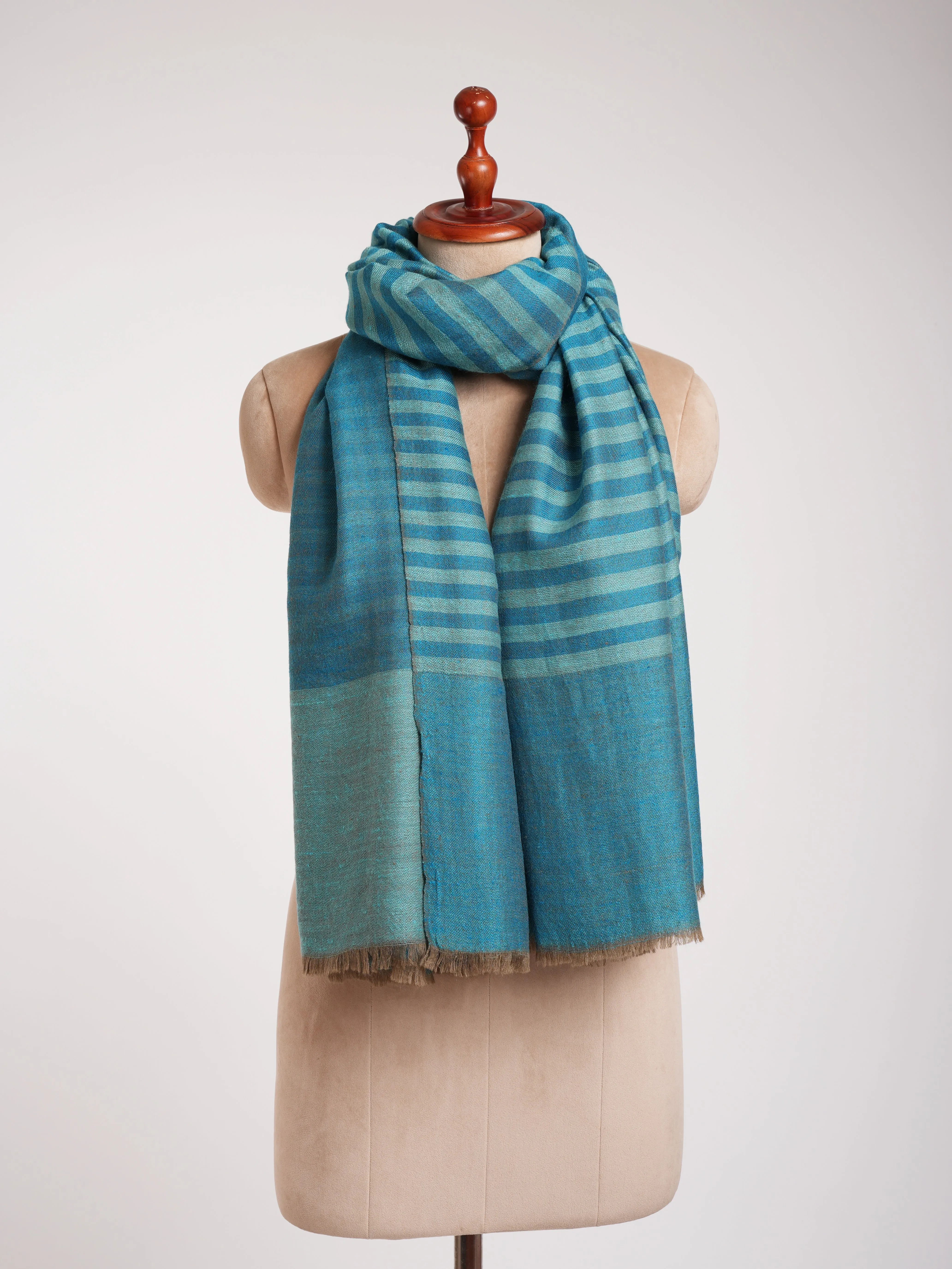 Reversible Turquoise Artistic Pashmina Wrap