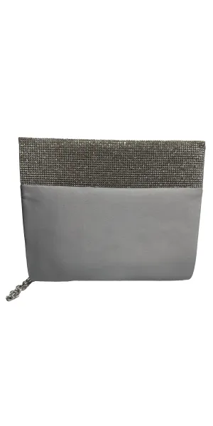 Satin Iridescent Rhinestone Border Top Handbag