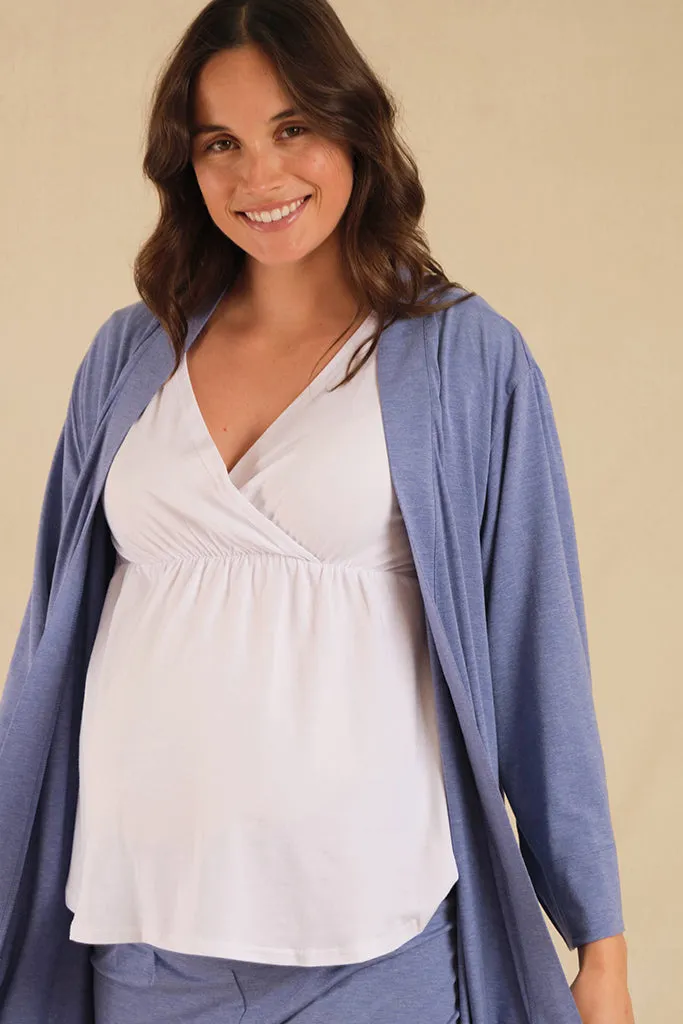 Short Sleeve Cross Front Maternity Top - White