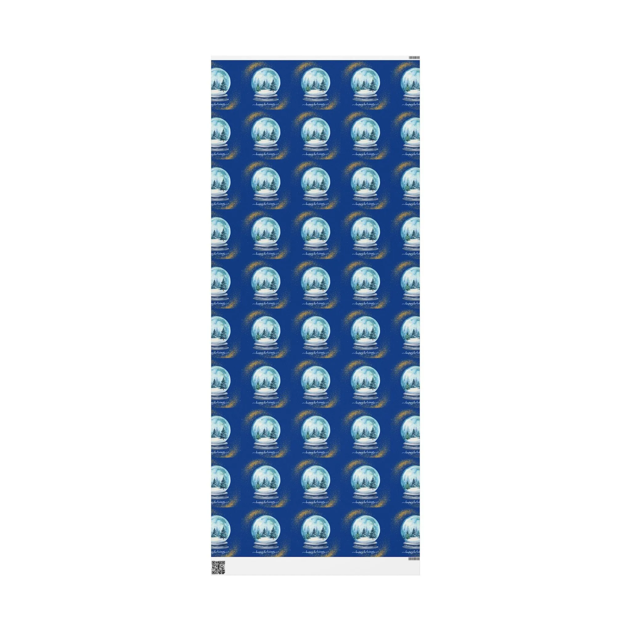 Snow Globe Holiday Wrapping Paper : Luxurious Blue Gift Wrap Festive Design, Matte or Glossy Finish, Perfect for Christmas and Holiday Gifts