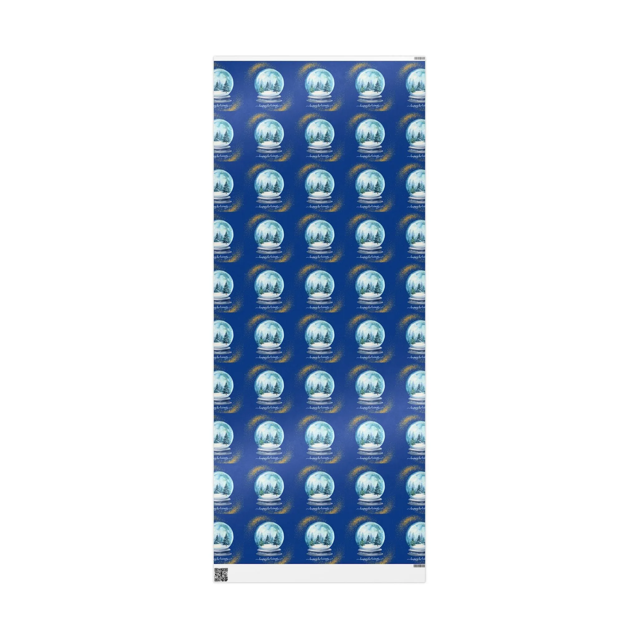 Snow Globe Holiday Wrapping Paper : Luxurious Blue Gift Wrap Festive Design, Matte or Glossy Finish, Perfect for Christmas and Holiday Gifts