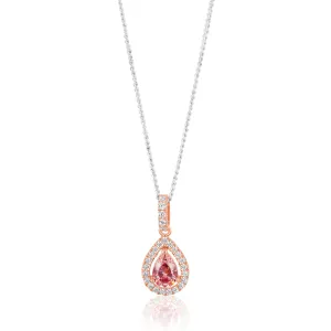 Sterling Silver Rose Plated Zirconia Pear Pendant