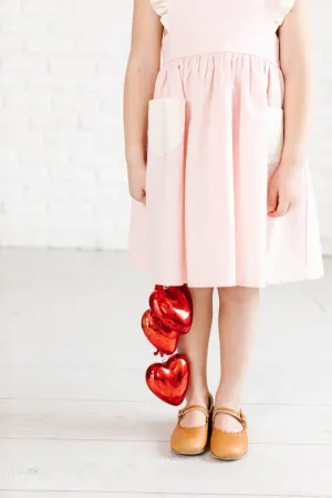 Strawberries & Cream Linen Pinafore Dress in Strawberry and Cream