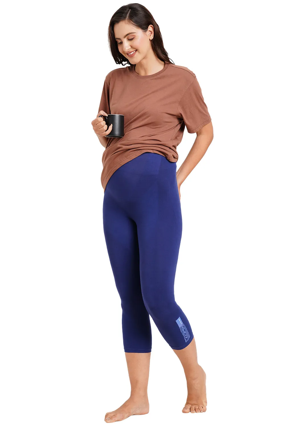 Super soft Bamboo Fibre Antimicrobial Seamless maternity capri-ISML004-Blueprint-