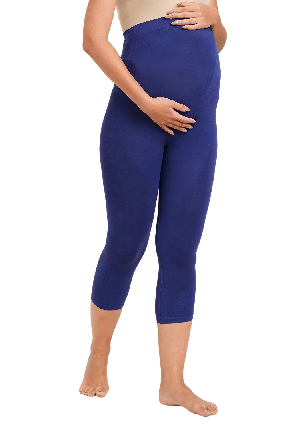 Super soft Bamboo Fibre Antimicrobial Seamless maternity capri-ISML004-Blueprint-