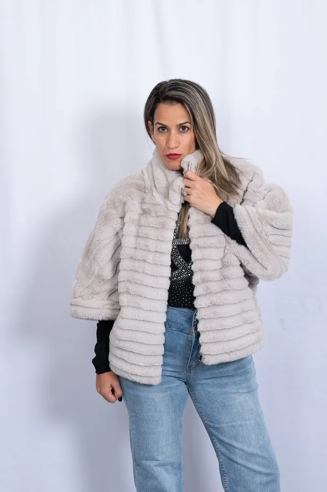 Textured faux fur grey cape | HAZEL CAPE