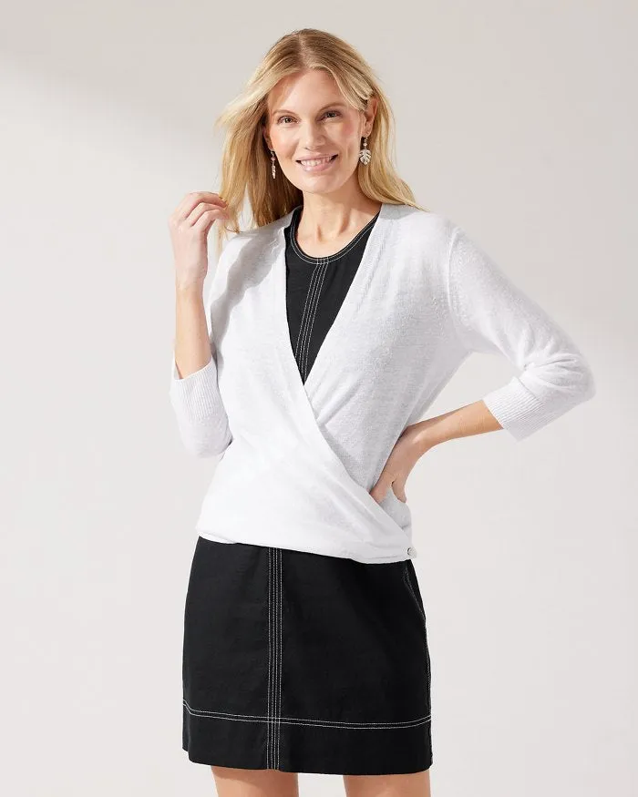 Tommy Bahama Addison Linen Cardigan | White   Black