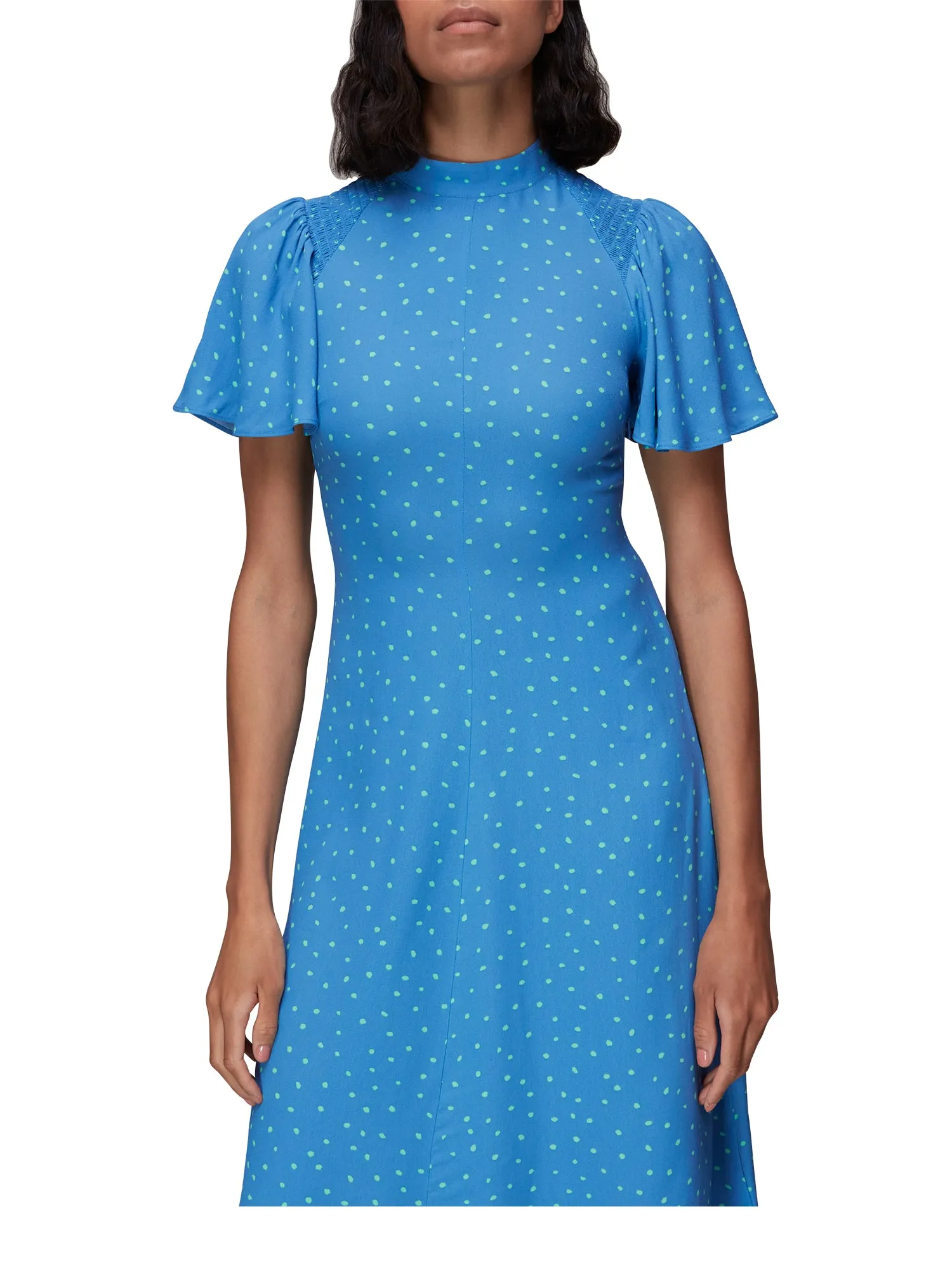 Uneven Spot Print Midi Dress