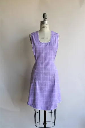 Vintage 1960s Purple Check Full Apron