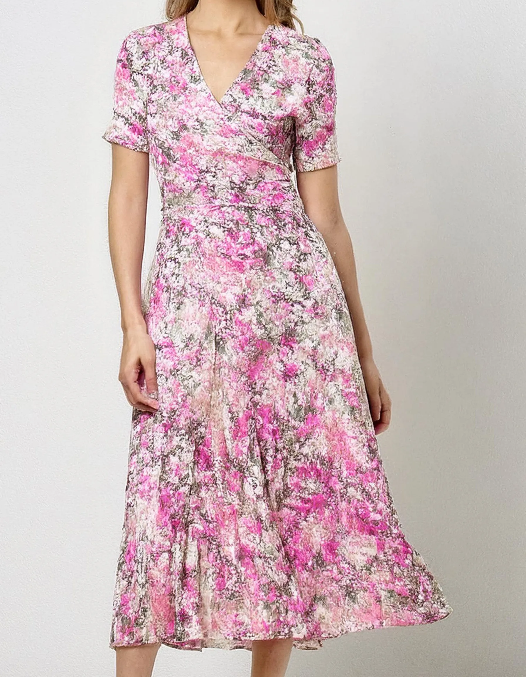 Vintage Pink Floral Midi Dress