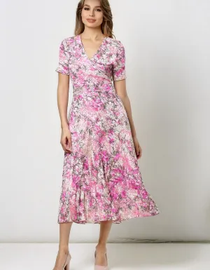 Vintage Pink Floral Midi Dress