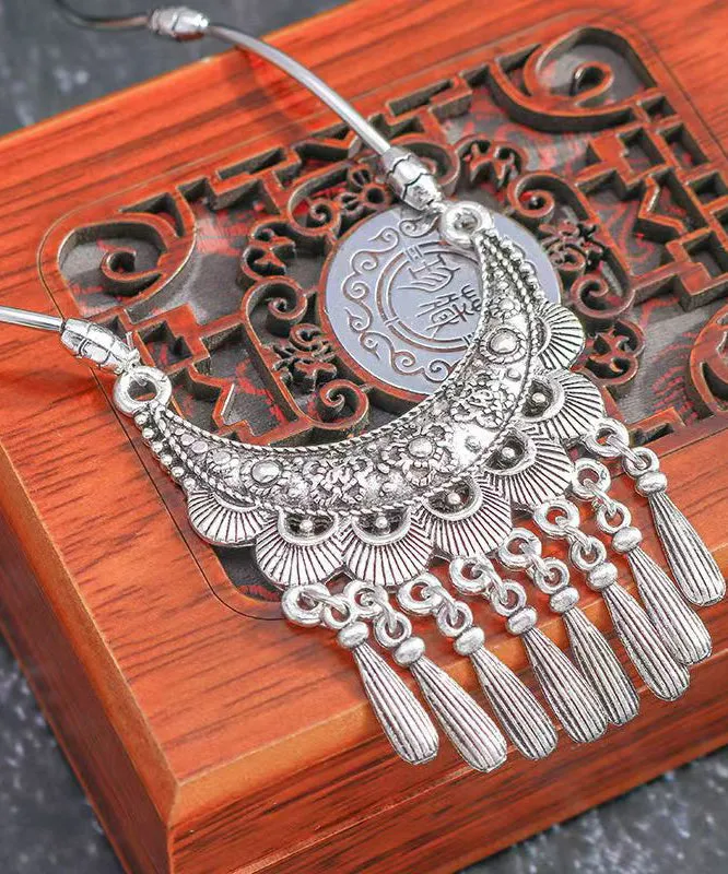 Women Silk Sterling Silver Tassel Pendant Necklace DF1030