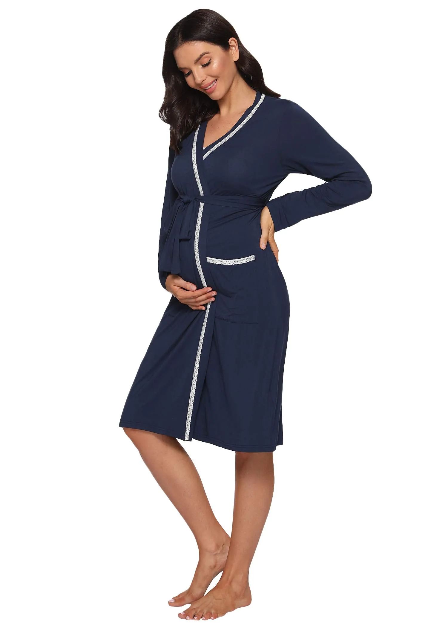 Women's Soft Bamboo Viscose Maternity Nursing Robe