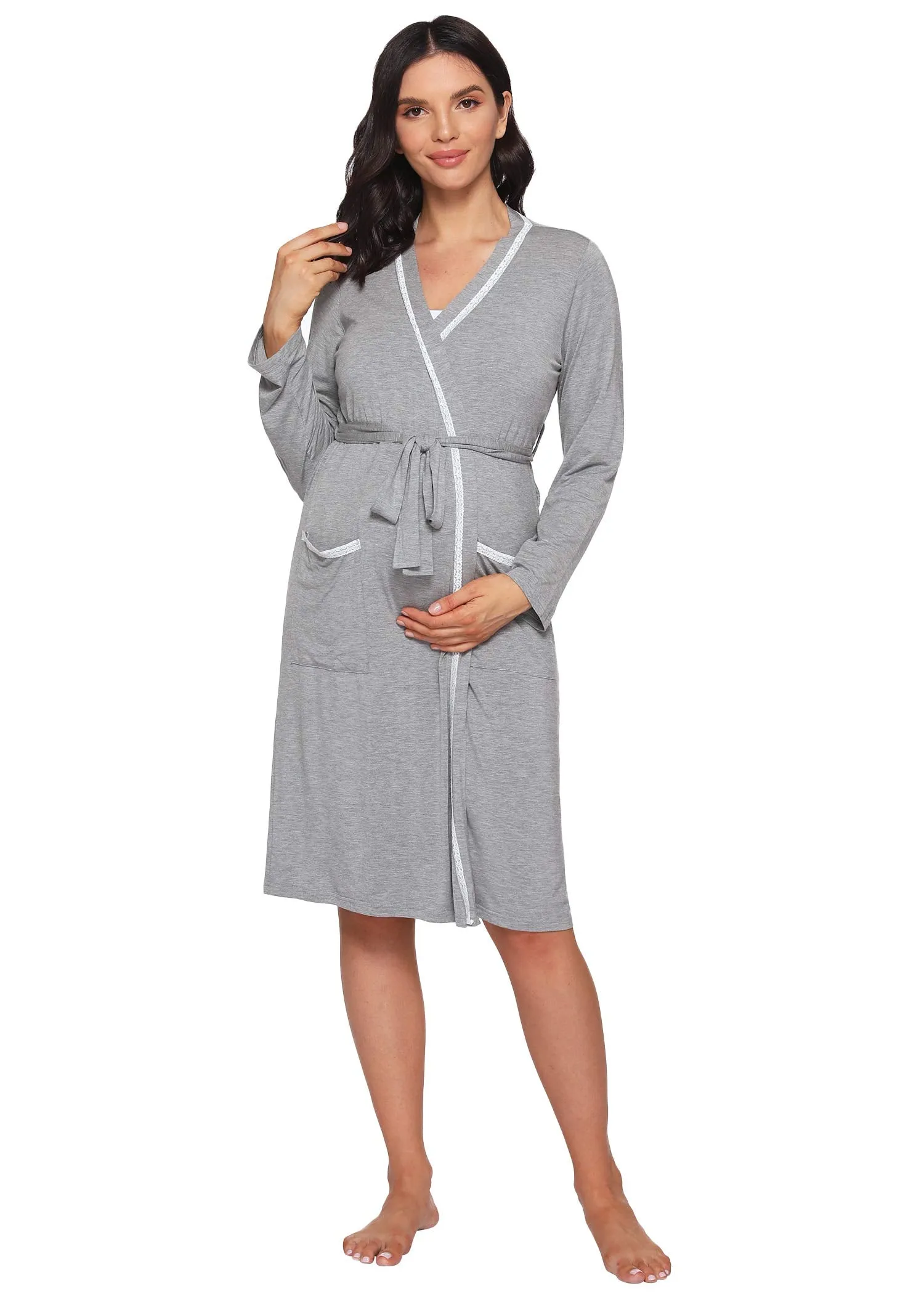 Women's Soft Bamboo Viscose Maternity Nursing Robe