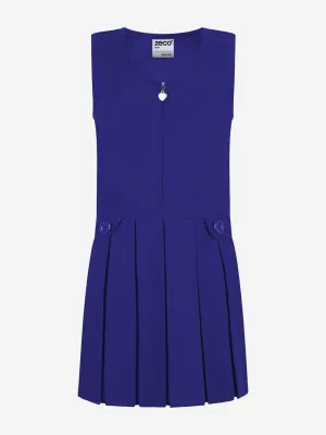 Zeco Girls School Zip Front Pinafore Dress in Blue